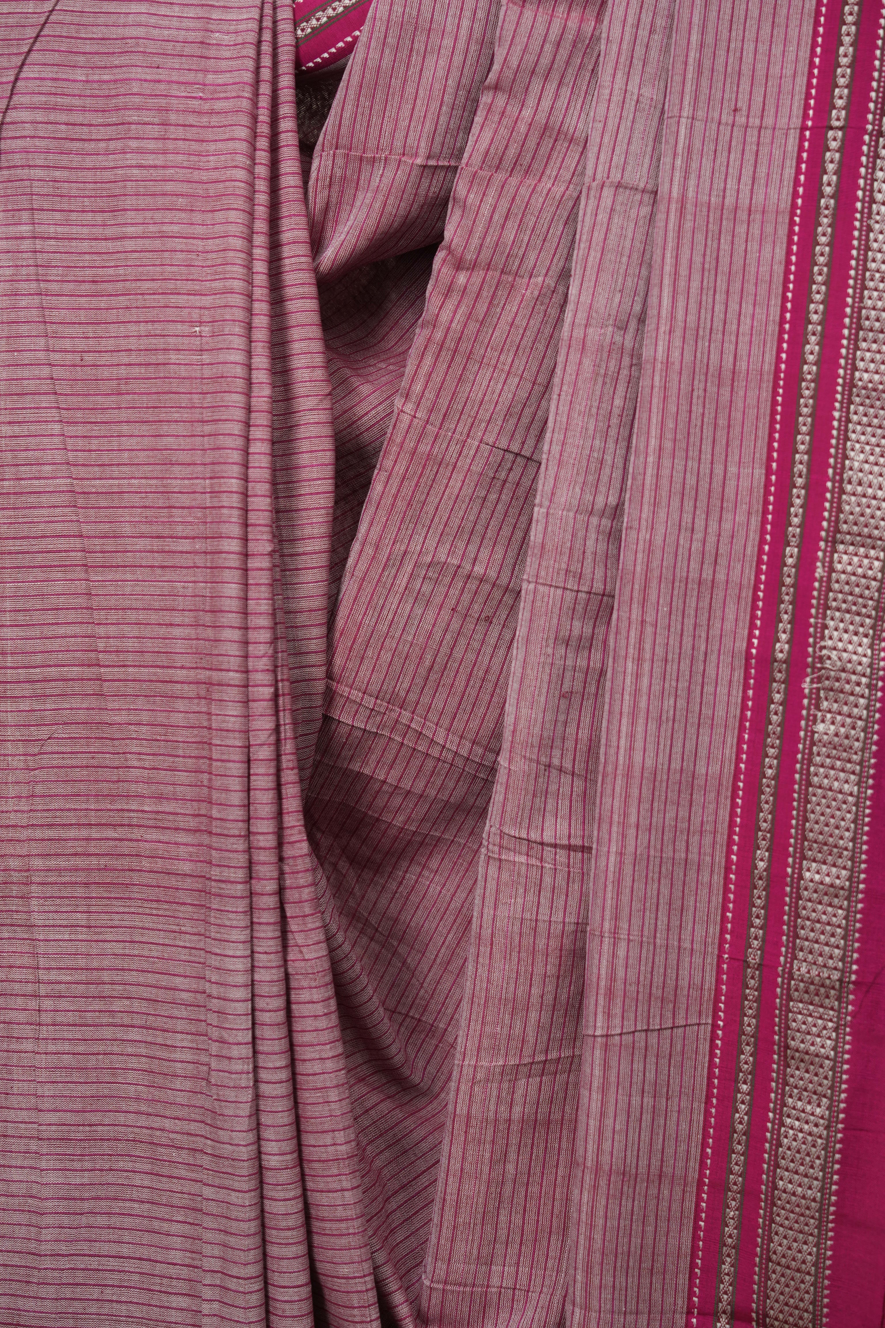 Magenta Stripes Cotton Ilkal Saree - SRMSCIS1036
