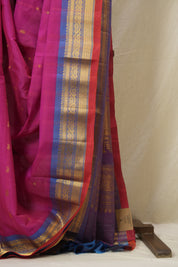 Rani Pink Gadwal Cotton Silk Saree - SRRPGCSS186