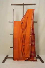Orange Maheshwari Tissue Saree - SROMTS602