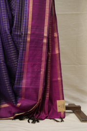 Navy Blue Raw Silk Saree - SRNBRSS847