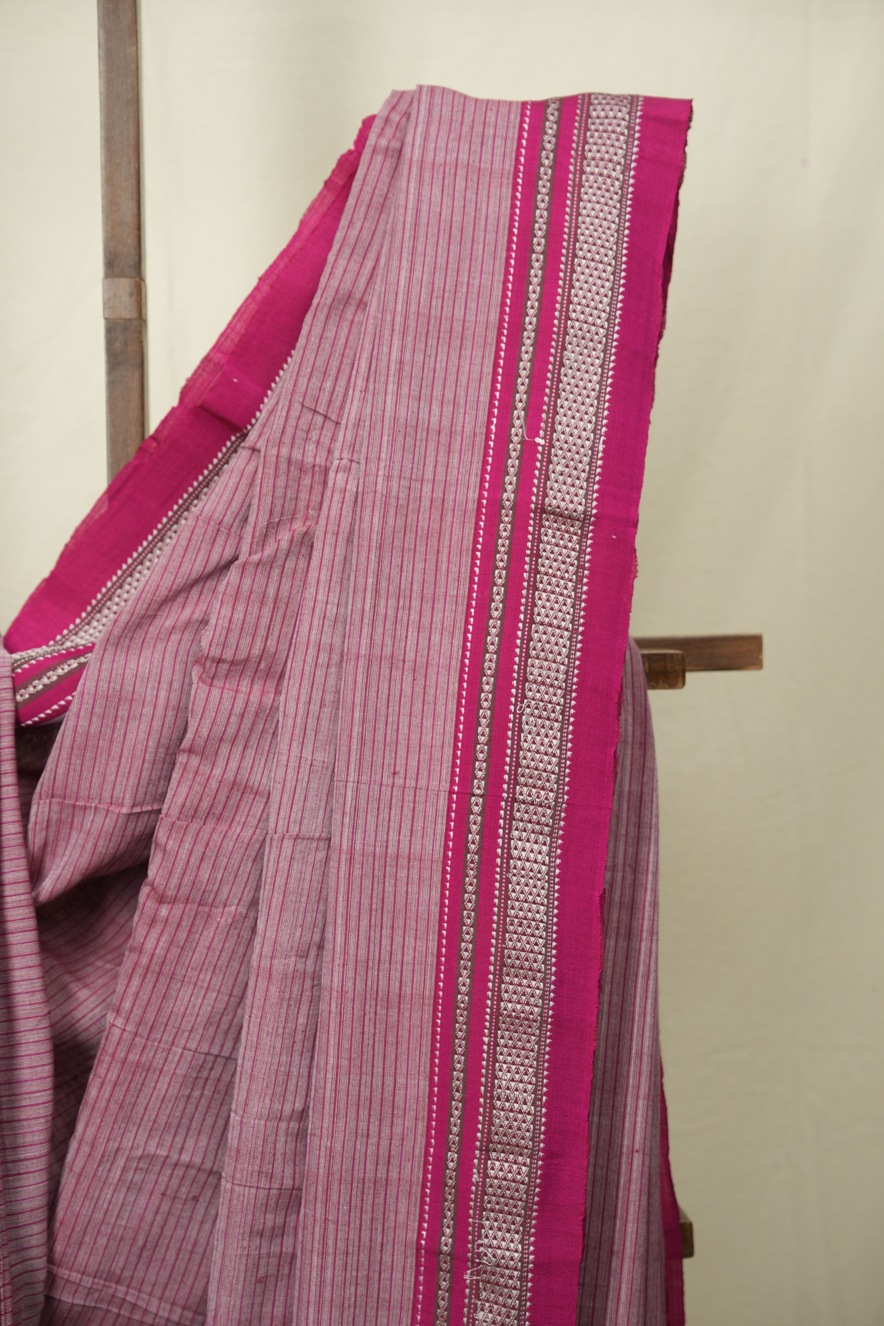 Magenta Stripes Cotton Ilkal Saree - SRMSCIS1036