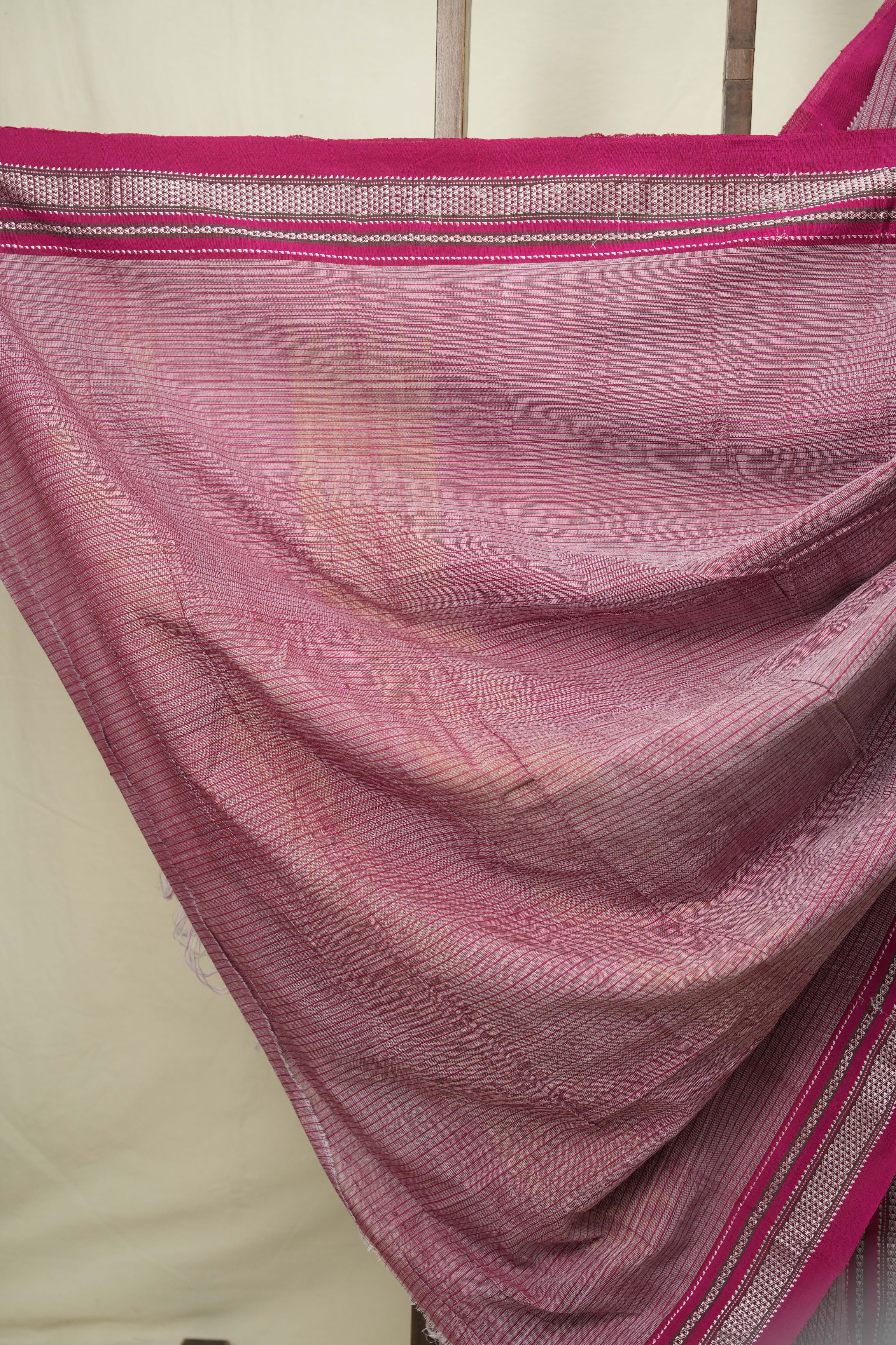 Magenta Stripes Cotton Ilkal Saree - SRMSCIS1036