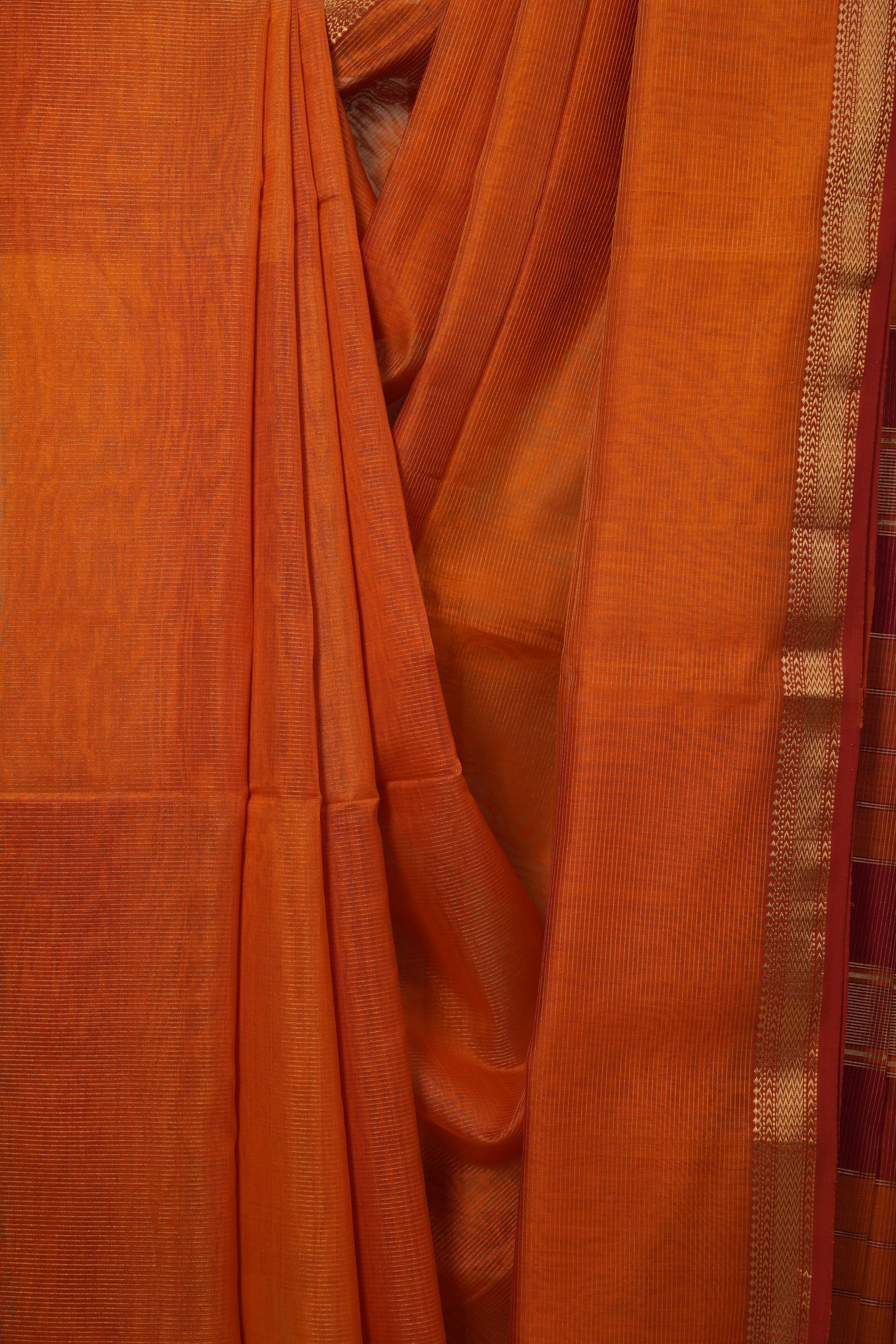 Orange Maheshwari Tissue Saree - SROMTS602
