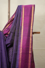 Navy Blue Raw Silk Saree - SRNBRSS847