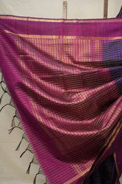 Navy Blue Raw Silk Saree - SRNBRSS847