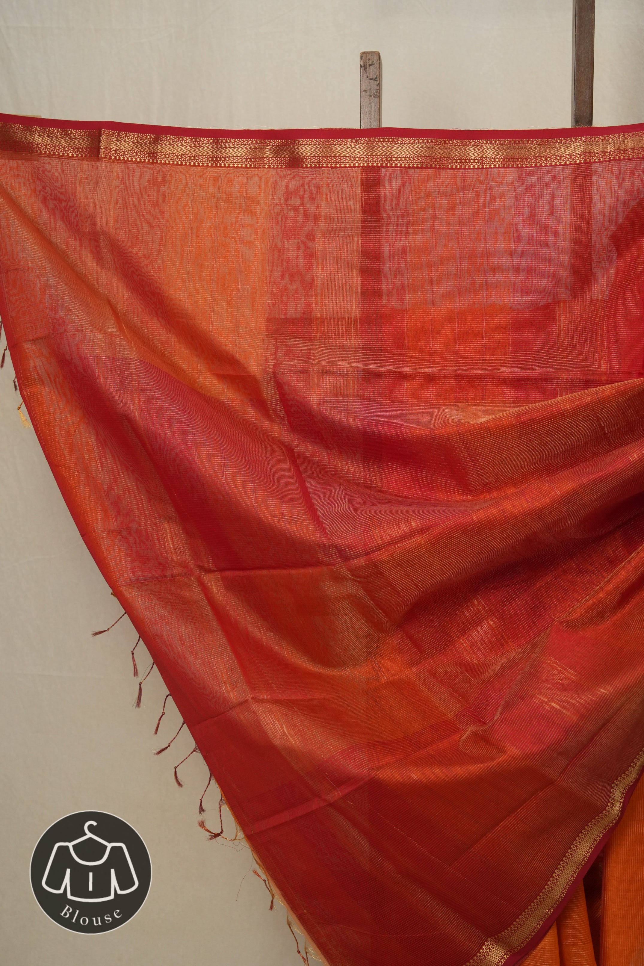 Orange Maheshwari Tissue Saree - SROMTS602