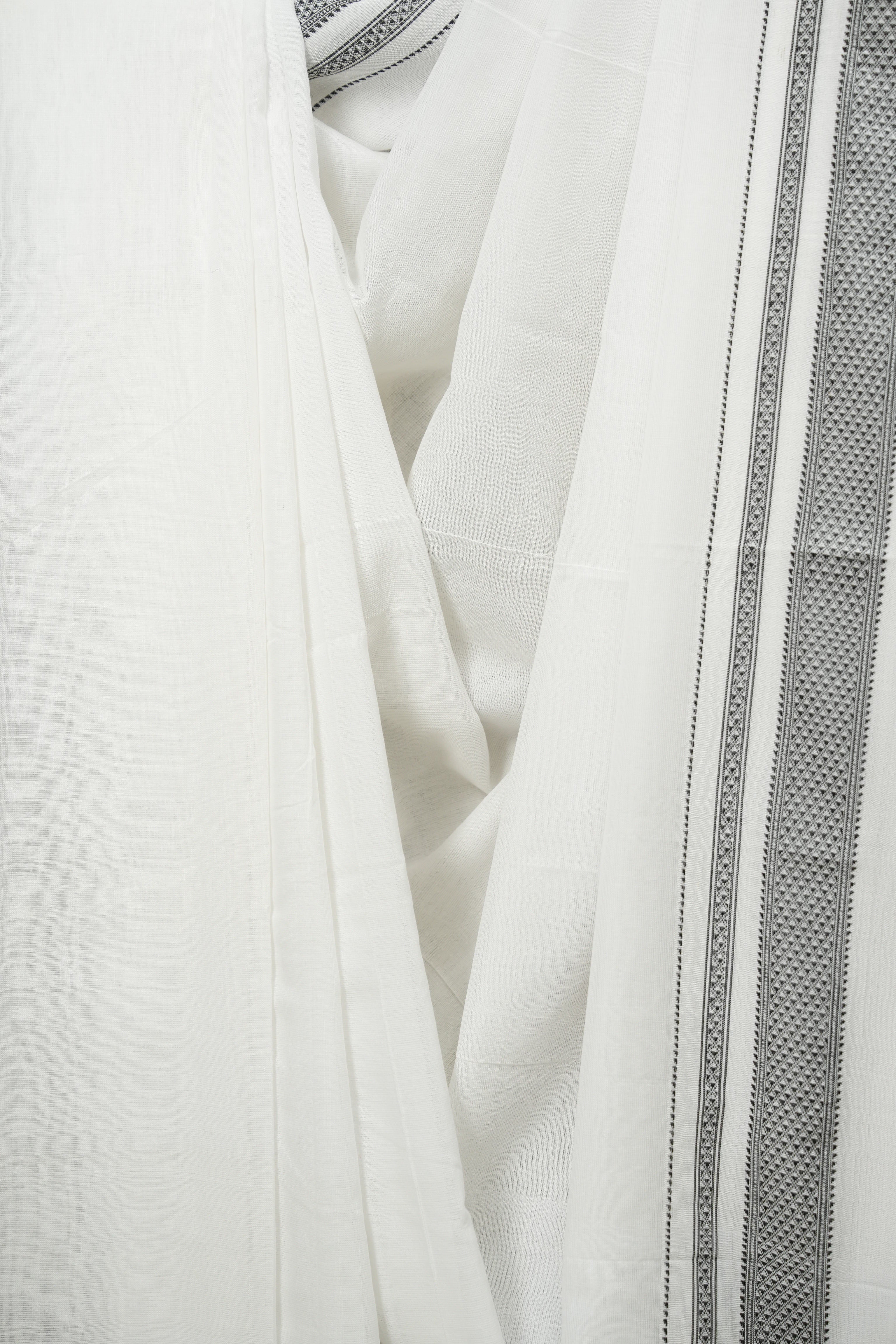 White Cotton Ilkal Saree - SRWCIS1032