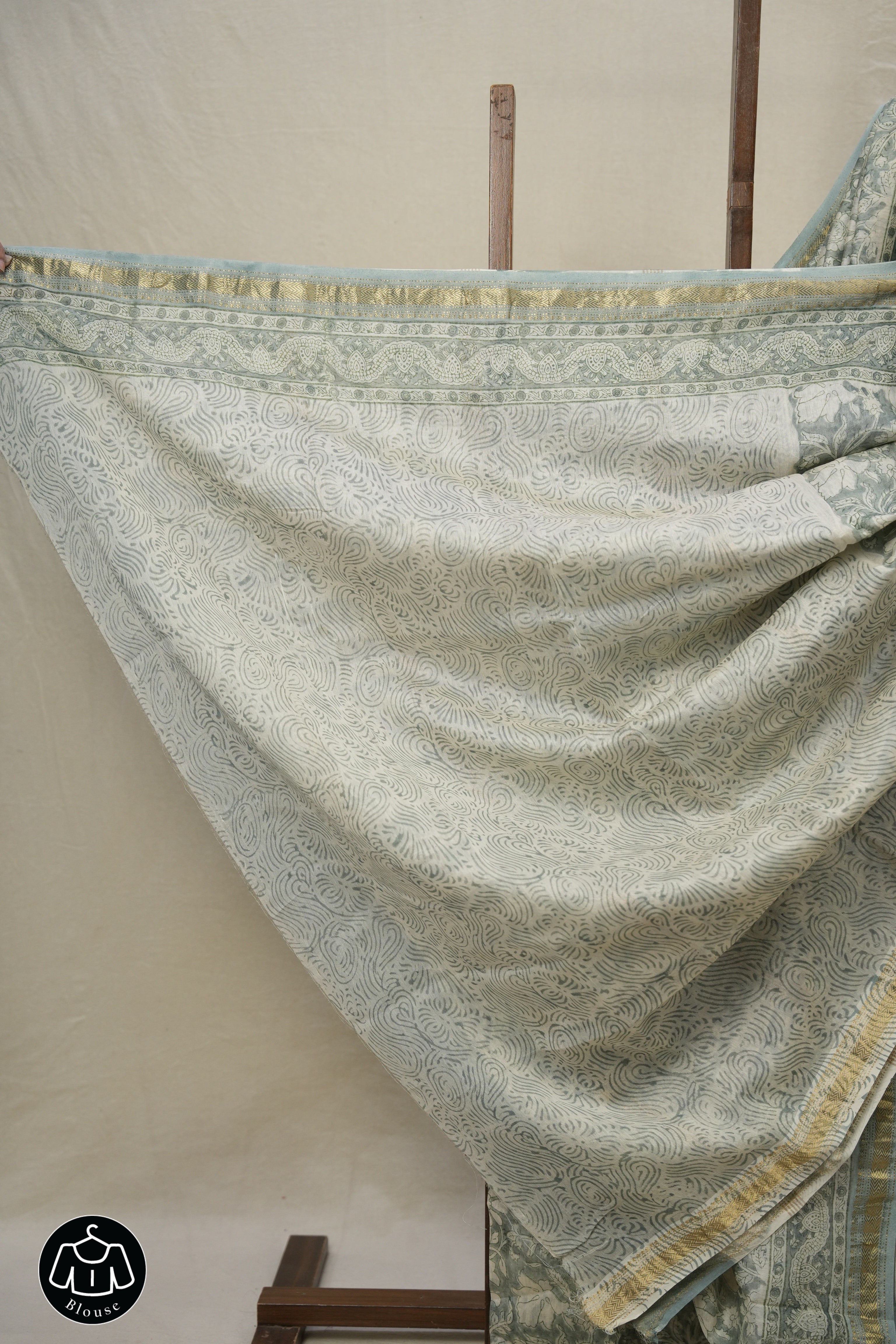 Sage Green HBP Cotton Silk Saree With Maheshwari Border - SRSGCSS1460