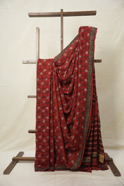 Maroon Black HBP Modal Silk Saree - SRMBMSS480