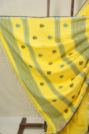 Yellow Bengal Cotton Jamdani Saree - SRYBCJS206