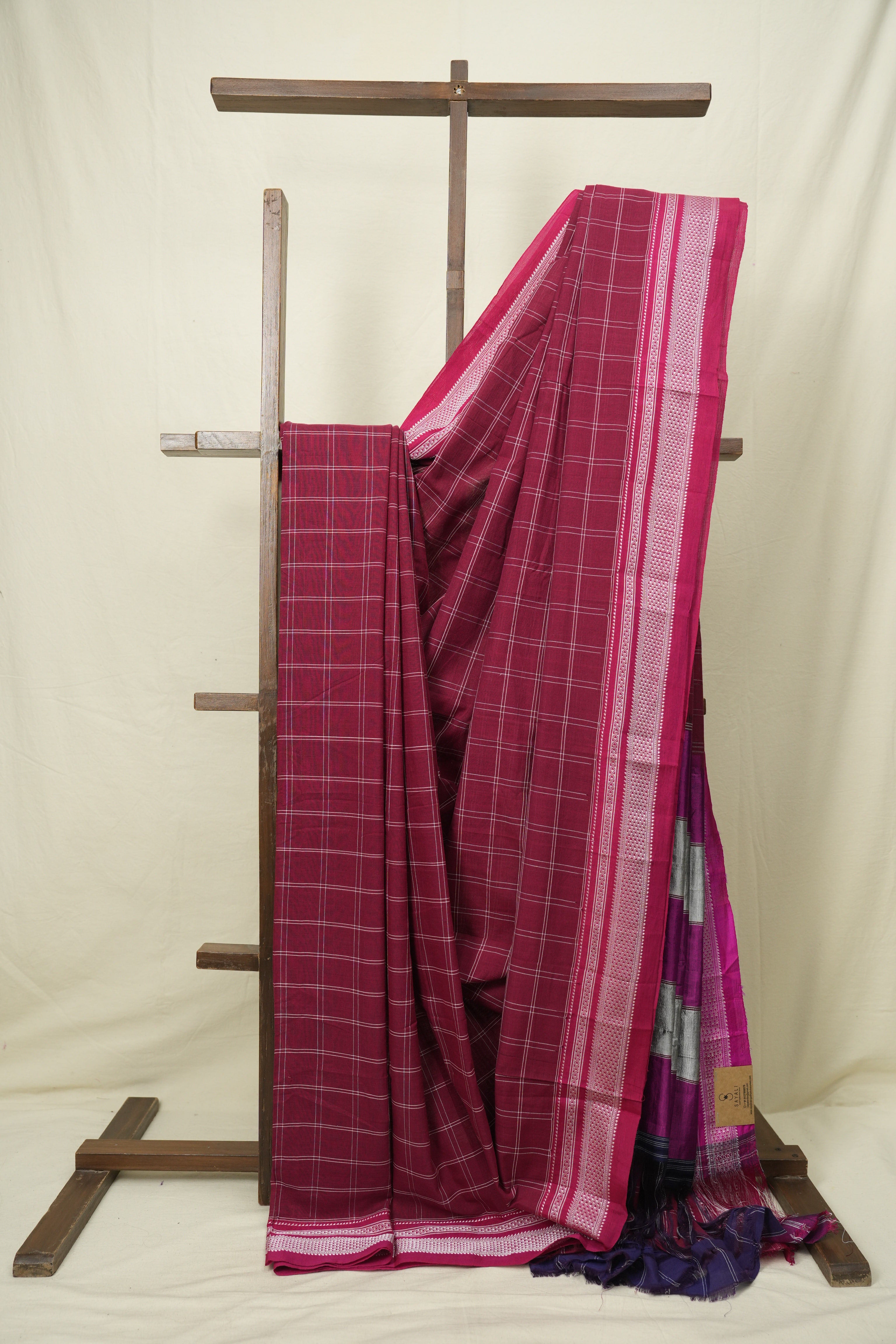 Maroon Cotton Ilkal Saree - SRMCIS1033
