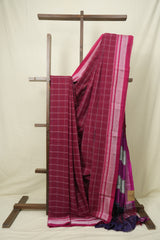 Maroon Cotton Ilkal Saree - SRMCIS1033