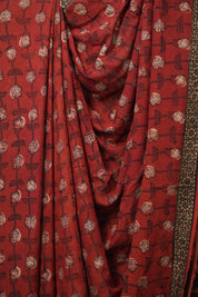Maroon Black HBP Modal Silk Saree - SRMBMSS480