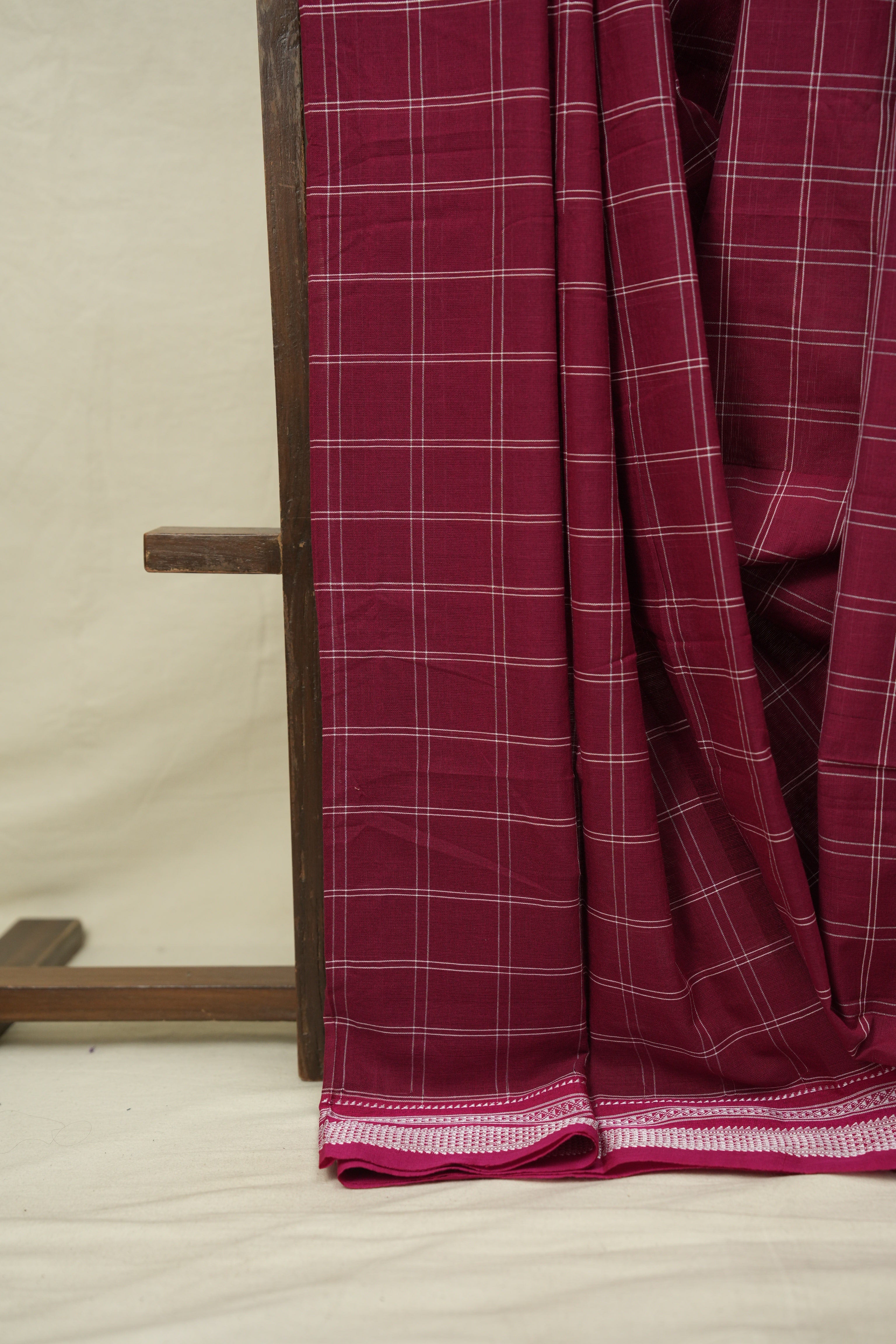 Maroon Cotton Ilkal Saree - SRMCIS1033