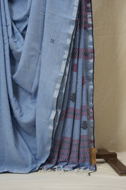Light Blue Bengal Cotton Jamdani Saree - SRLBBCJS207