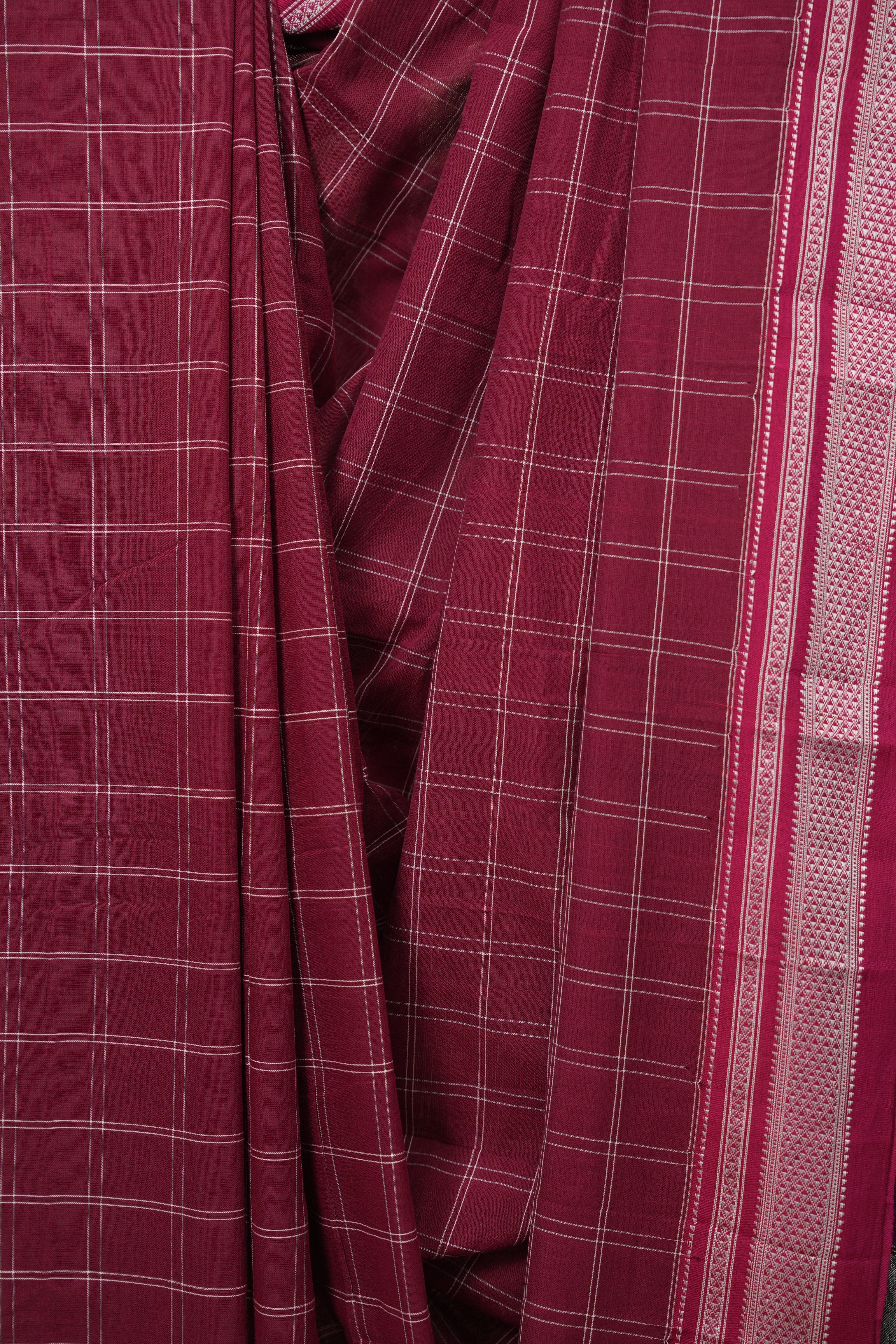 Maroon Cotton Ilkal Saree - SRMCIS1033
