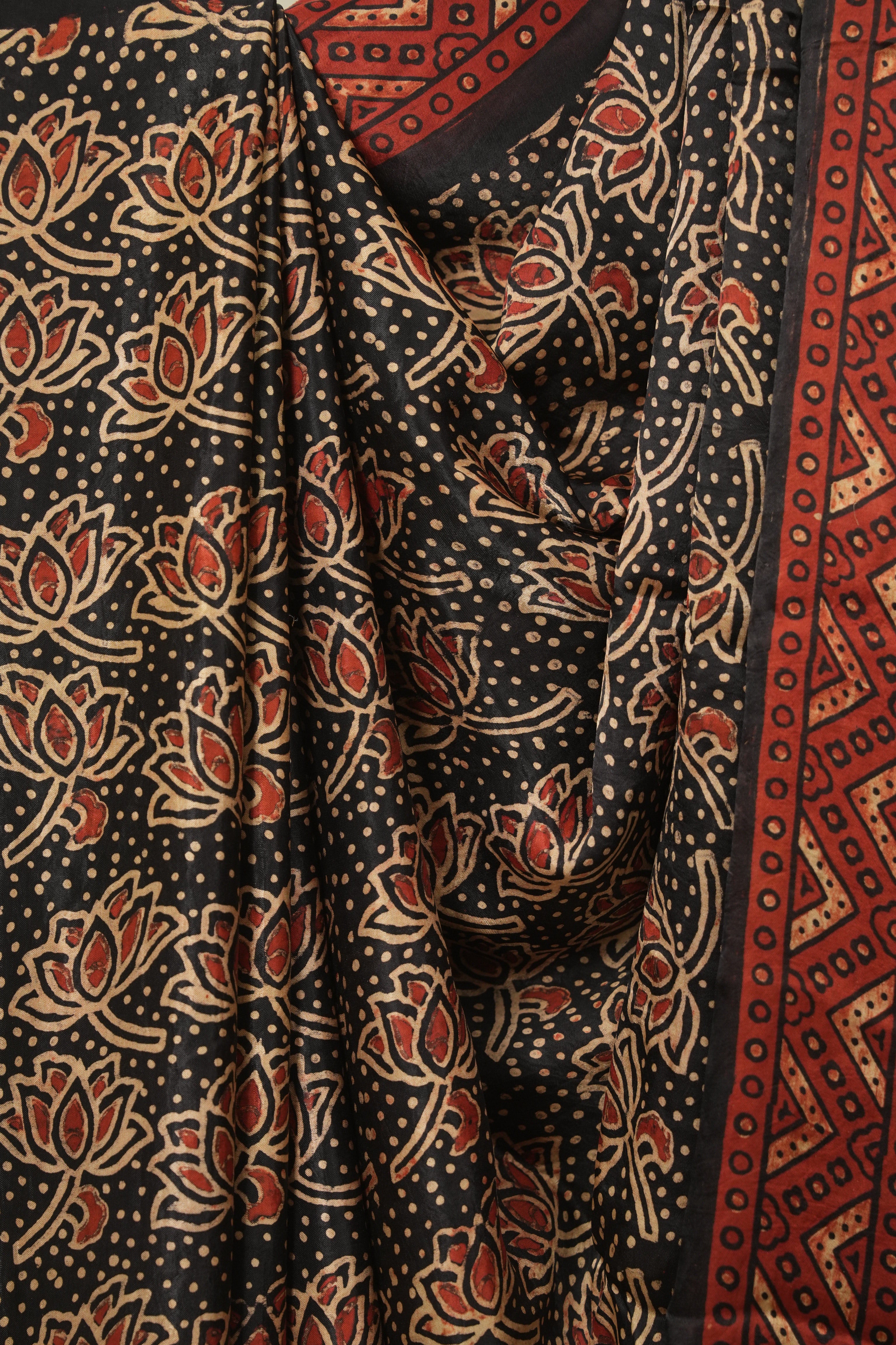 Black Modal Silk Saree -SRBMSS761