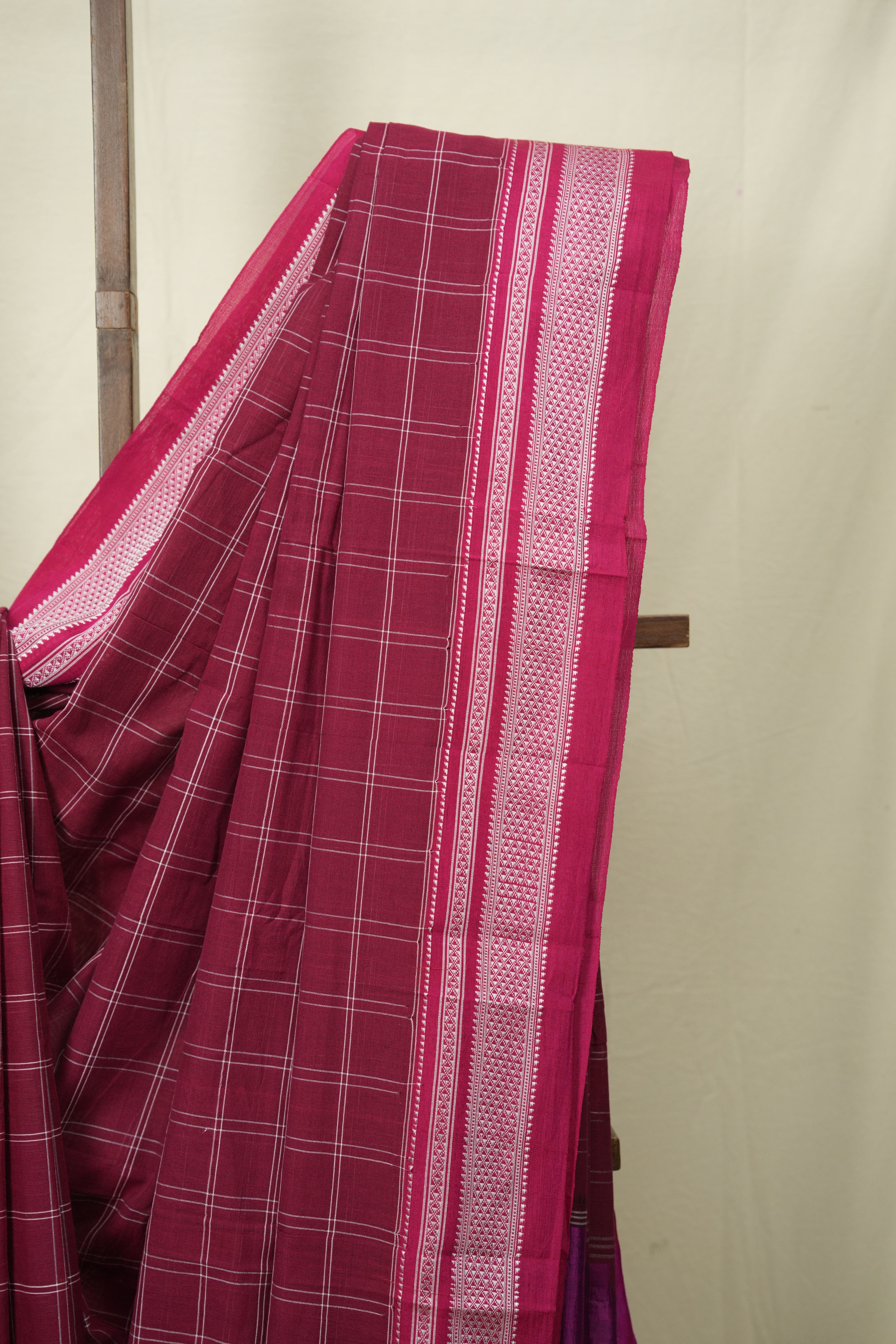Maroon Cotton Ilkal Saree - SRMCIS1033