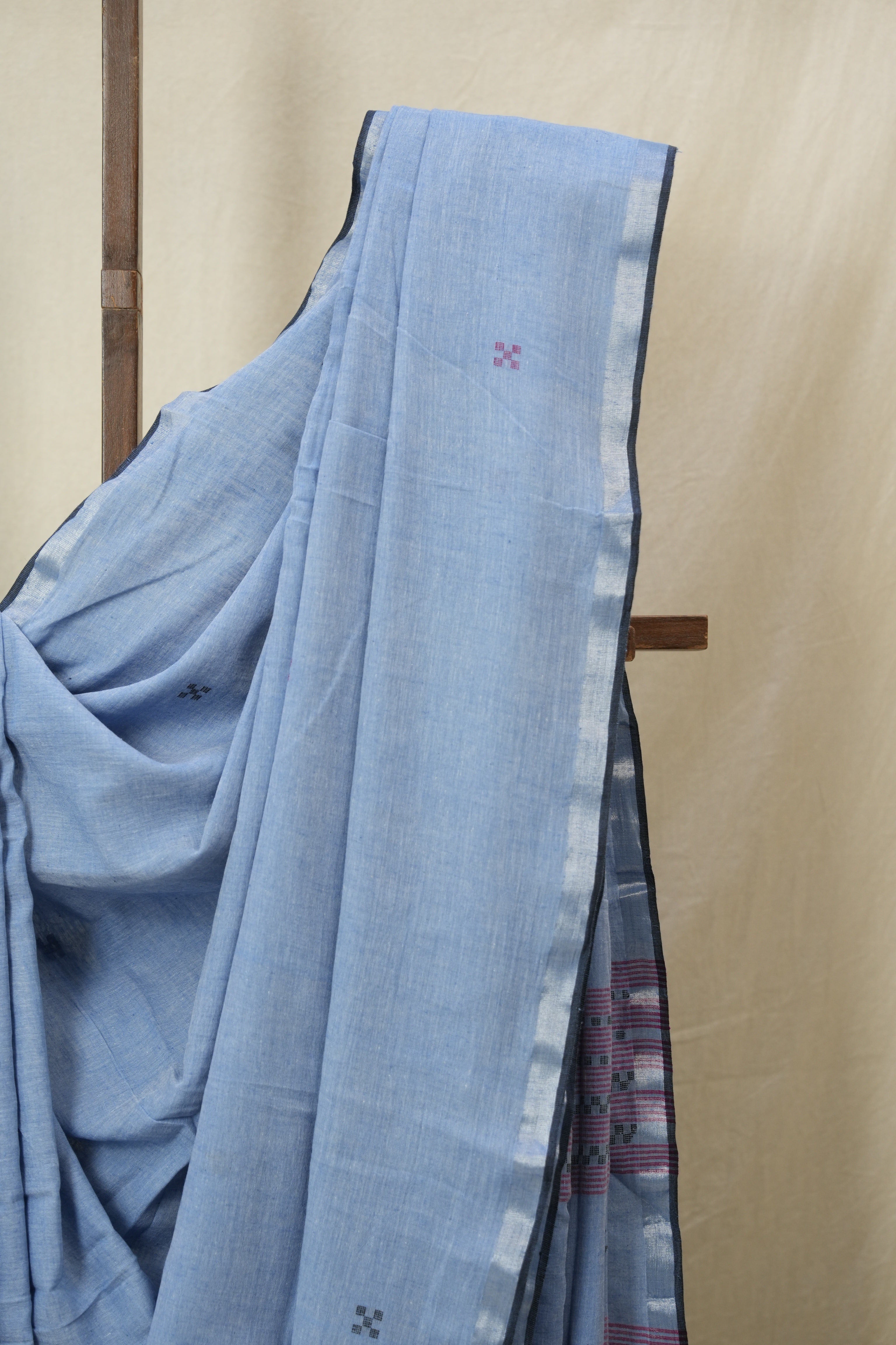 Light Blue Bengal Cotton Jamdani Saree - SRLBBCJS207