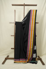 Black Cotton Ilkal Saree - SRBCIS1034