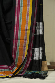 Black Cotton Ilkal Saree - SRBCIS1034