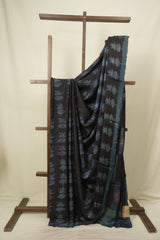 Black Modal Silk Saree -SRBMSS760