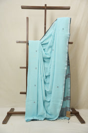 Aqua Bengal Cotton Jamdani Saree - SRABCJS209