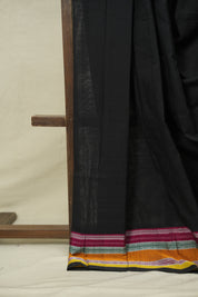 Black Cotton Ilkal Saree - SRBCIS1034