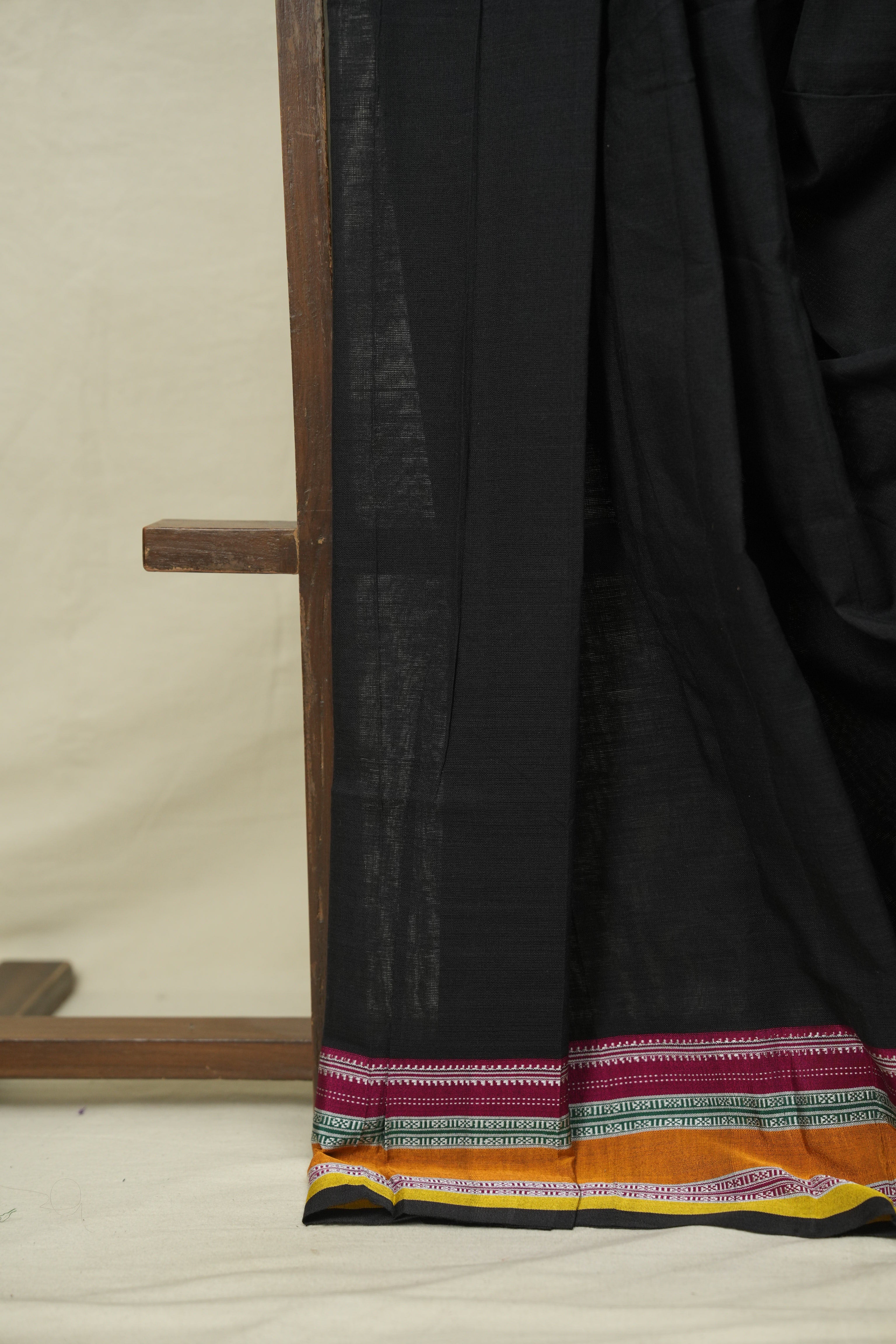 Black Cotton Ilkal Saree - SRBCIS1034