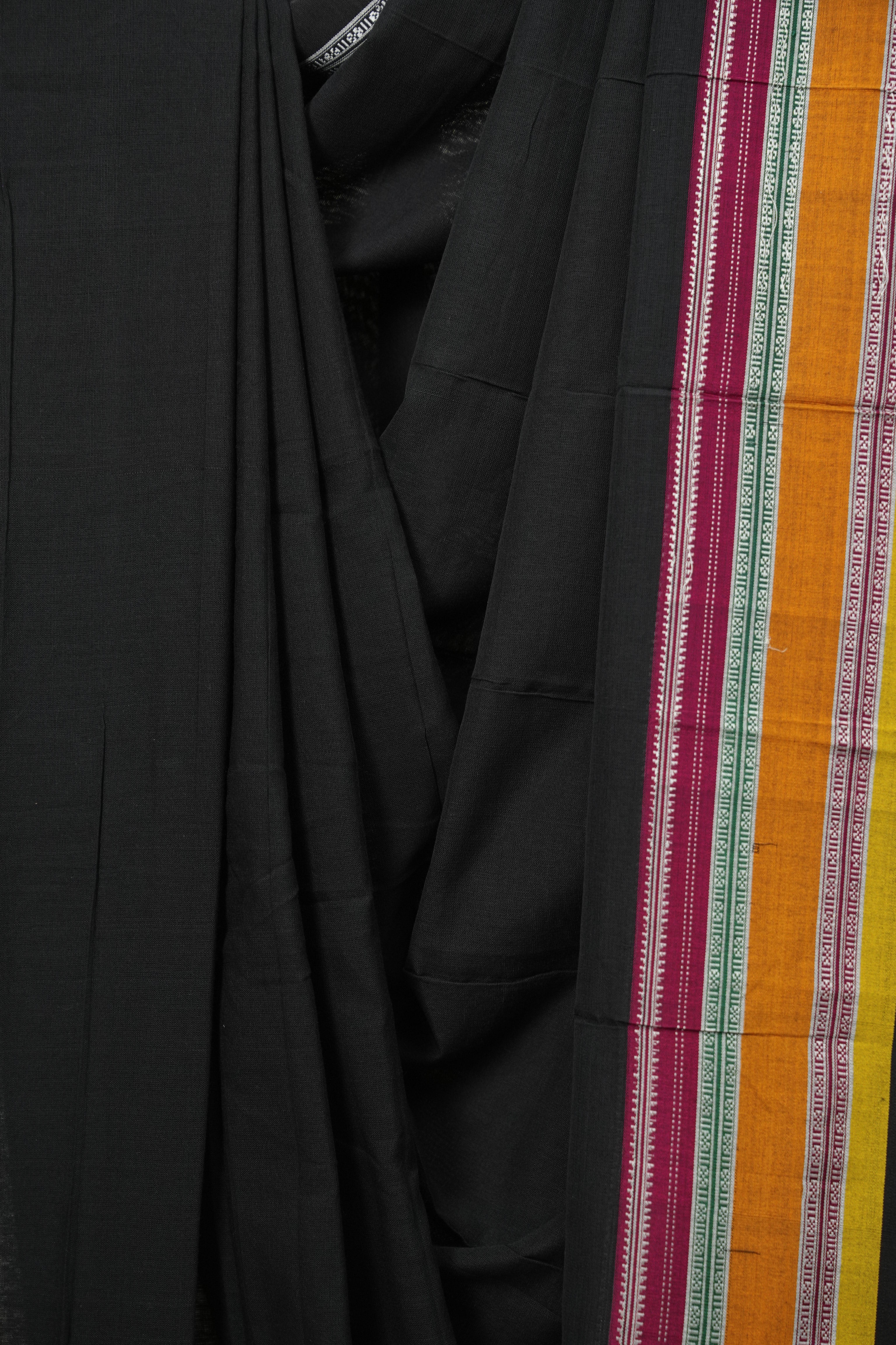 Black Cotton Ilkal Saree - SRBCIS1034