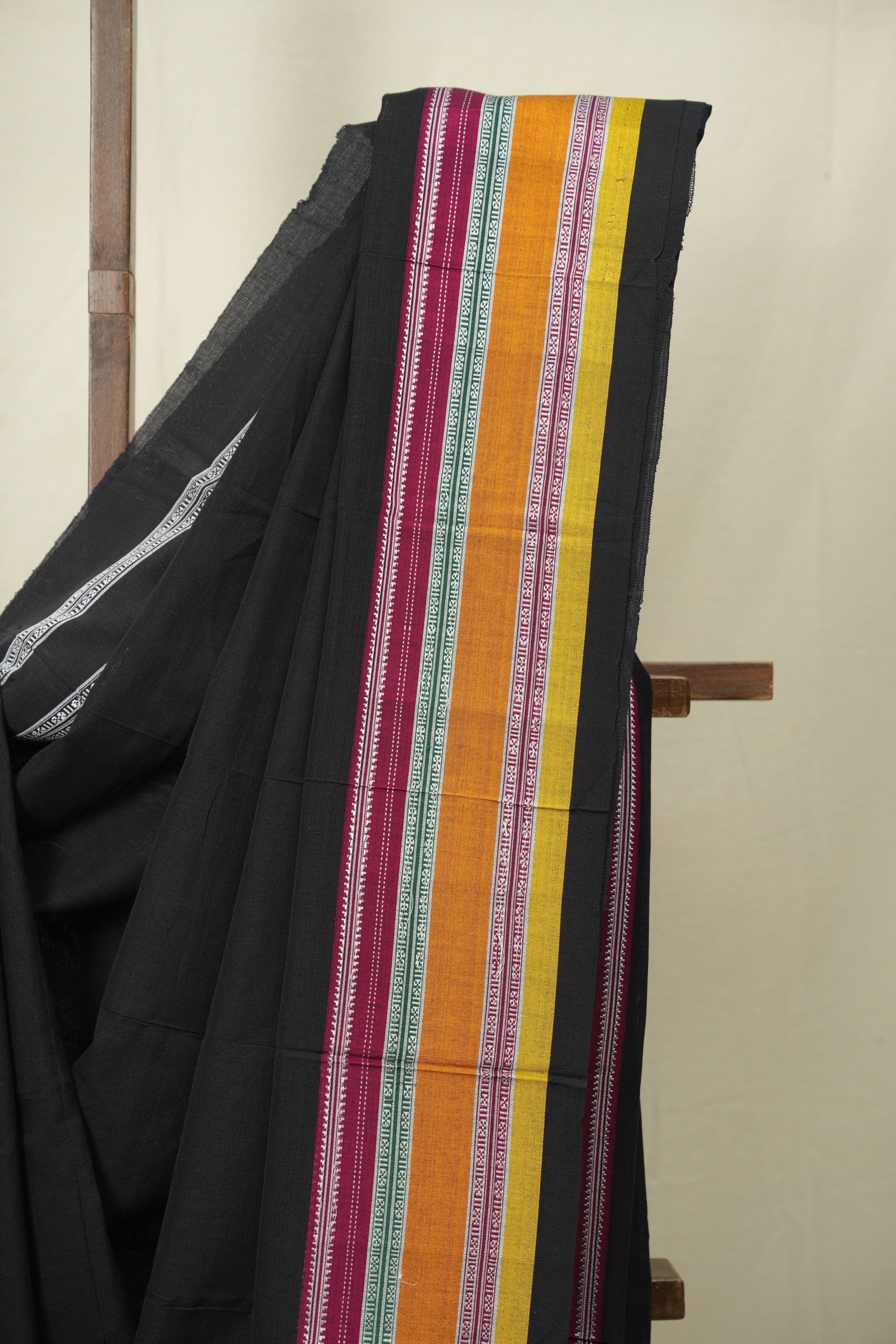 Black Cotton Ilkal Saree - SRBCIS1034