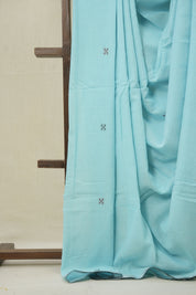 Aqua Bengal Cotton Jamdani Saree - SRABCJS209