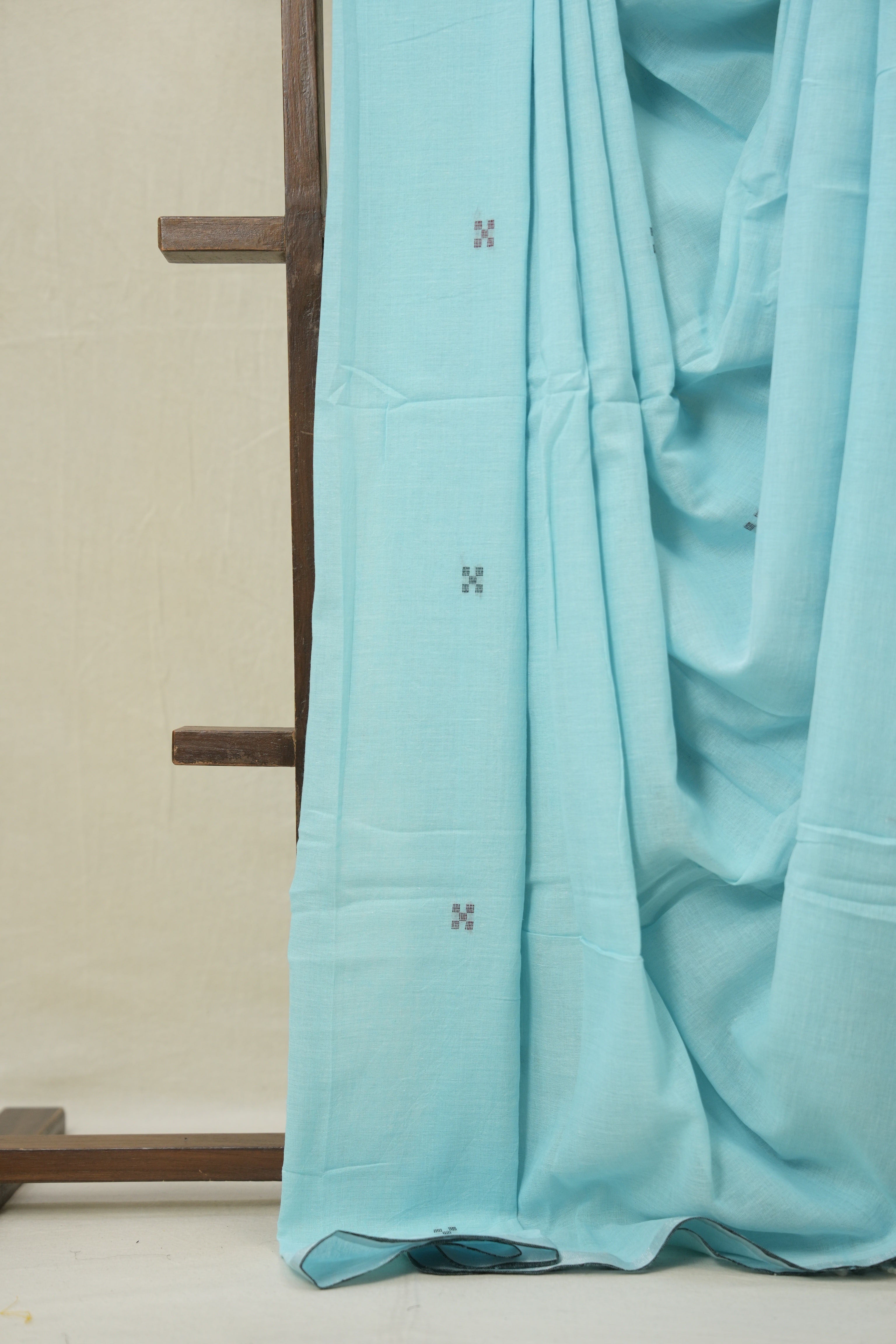 Aqua Bengal Cotton Jamdani Saree - SRABCJS209