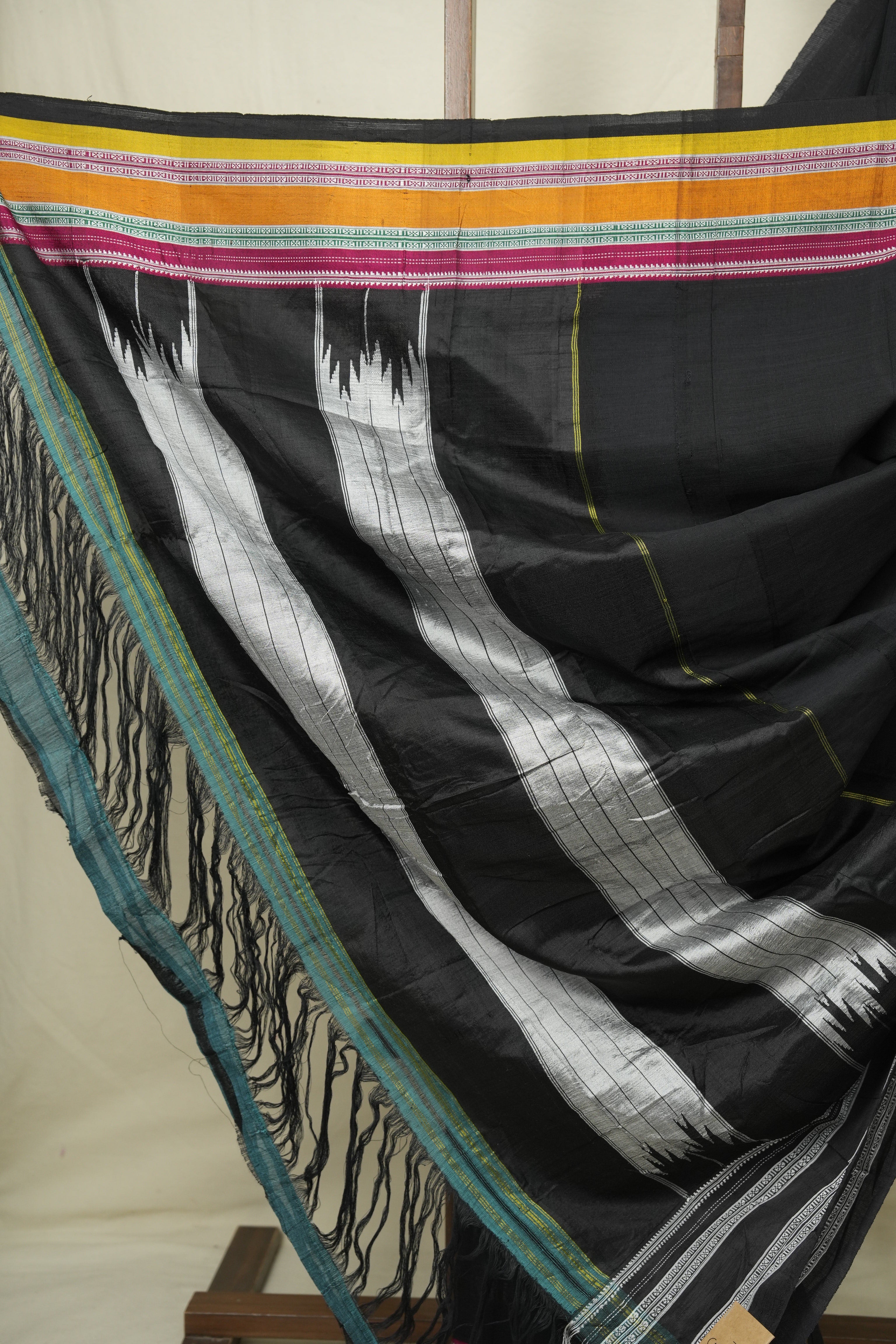 Black Cotton Ilkal Saree - SRBCIS1034