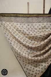 Black HBP Cotton Silk Saree With Maheshwari Border - SRBCSS1458