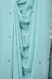 Aqua Bengal Cotton Jamdani Saree - SRABCJS209