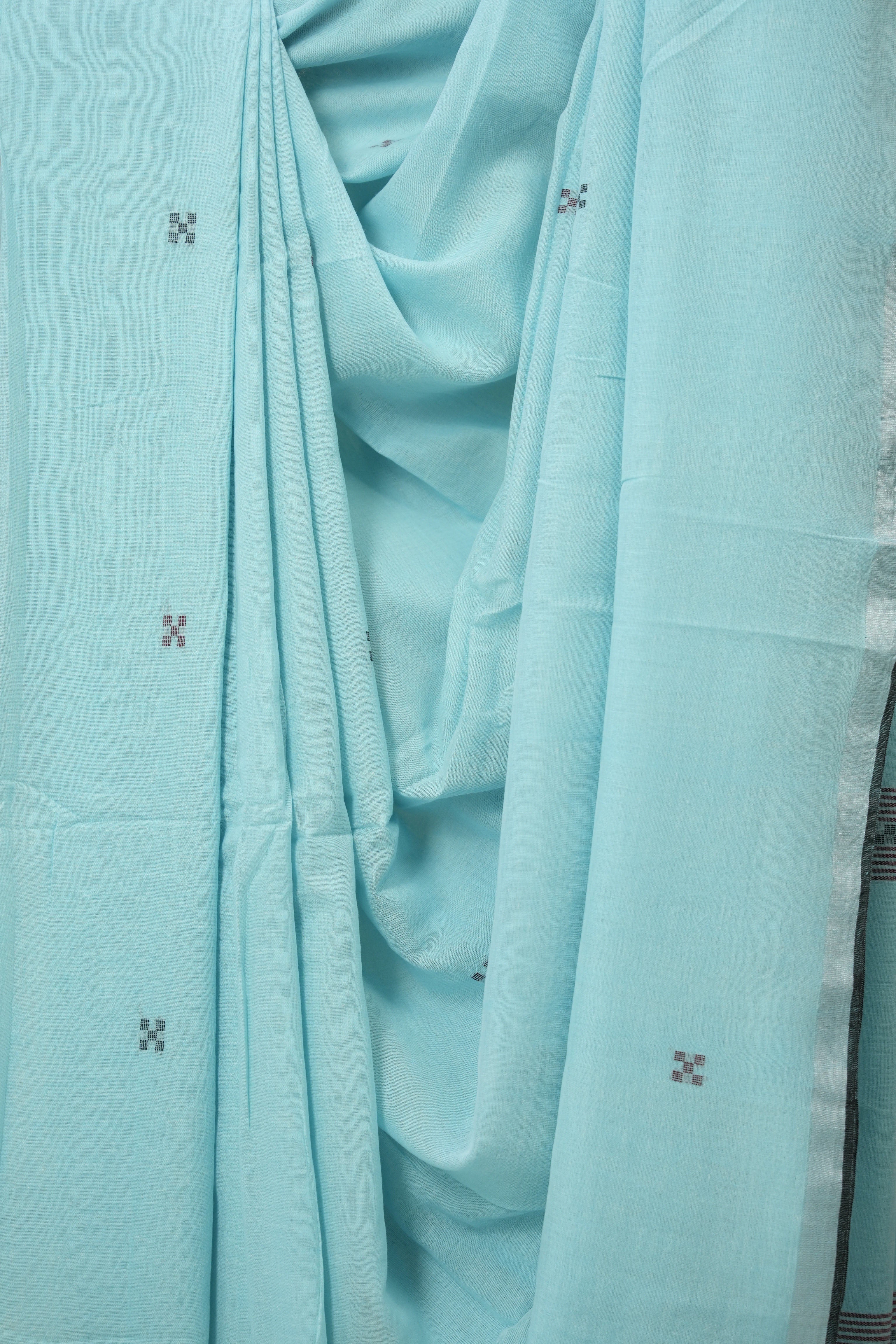 Aqua Bengal Cotton Jamdani Saree - SRABCJS209