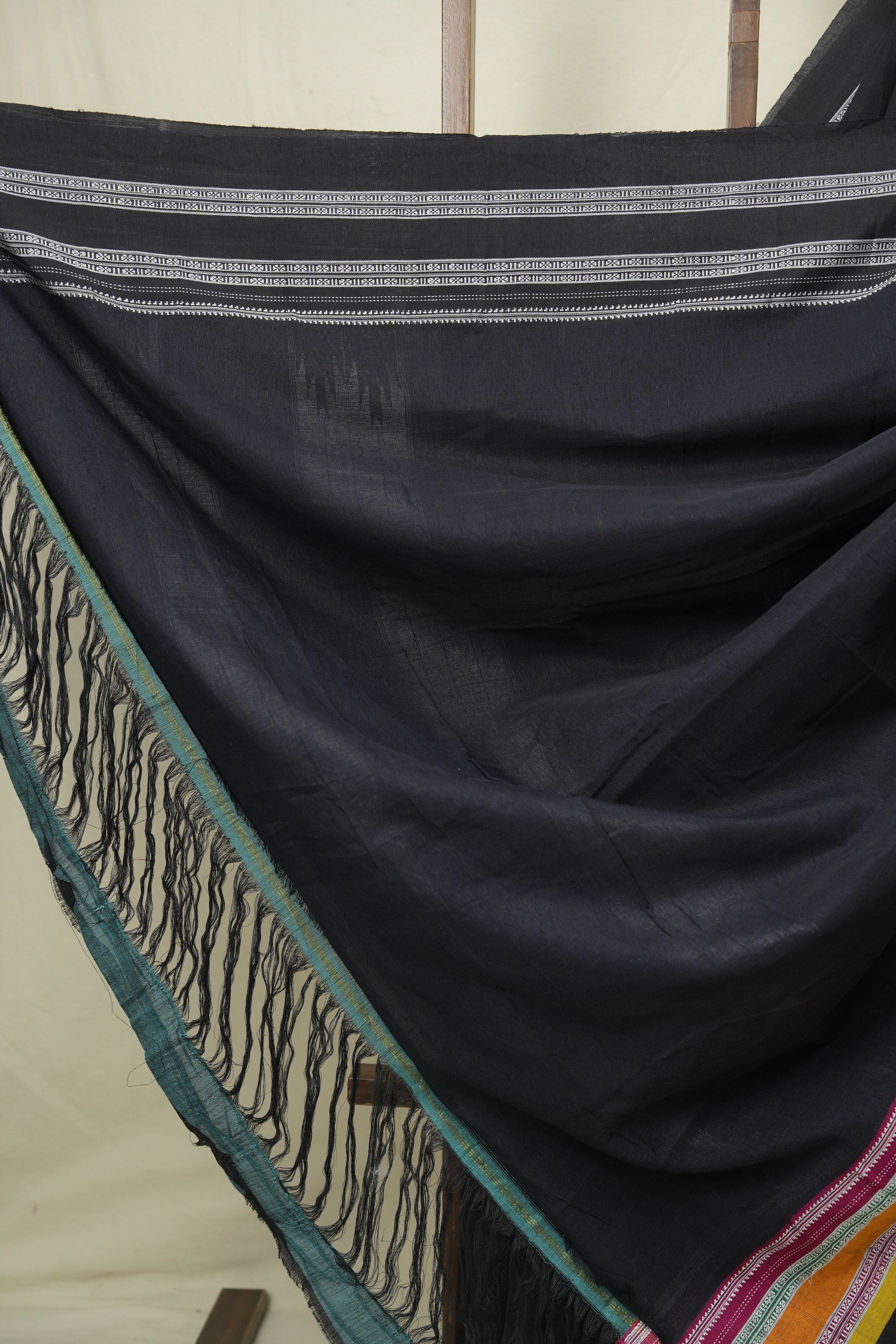 Black Cotton Ilkal Saree - SRBCIS1034