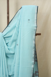 Aqua Bengal Cotton Jamdani Saree - SRABCJS209