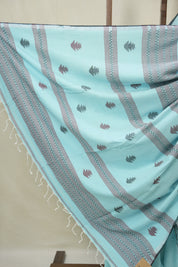 Aqua Bengal Cotton Jamdani Saree - SRABCJS209