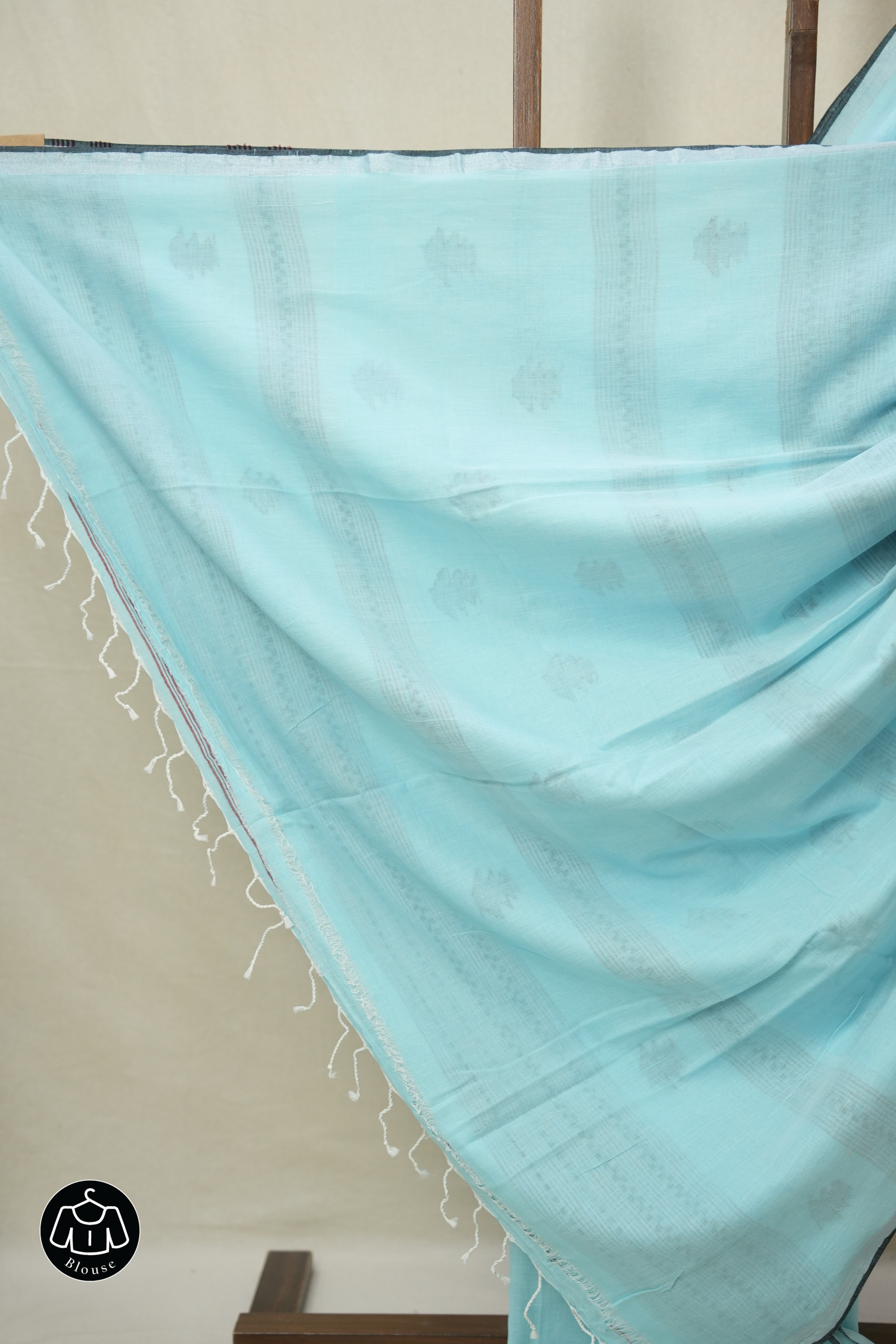 Aqua Bengal Cotton Jamdani Saree - SRABCJS209