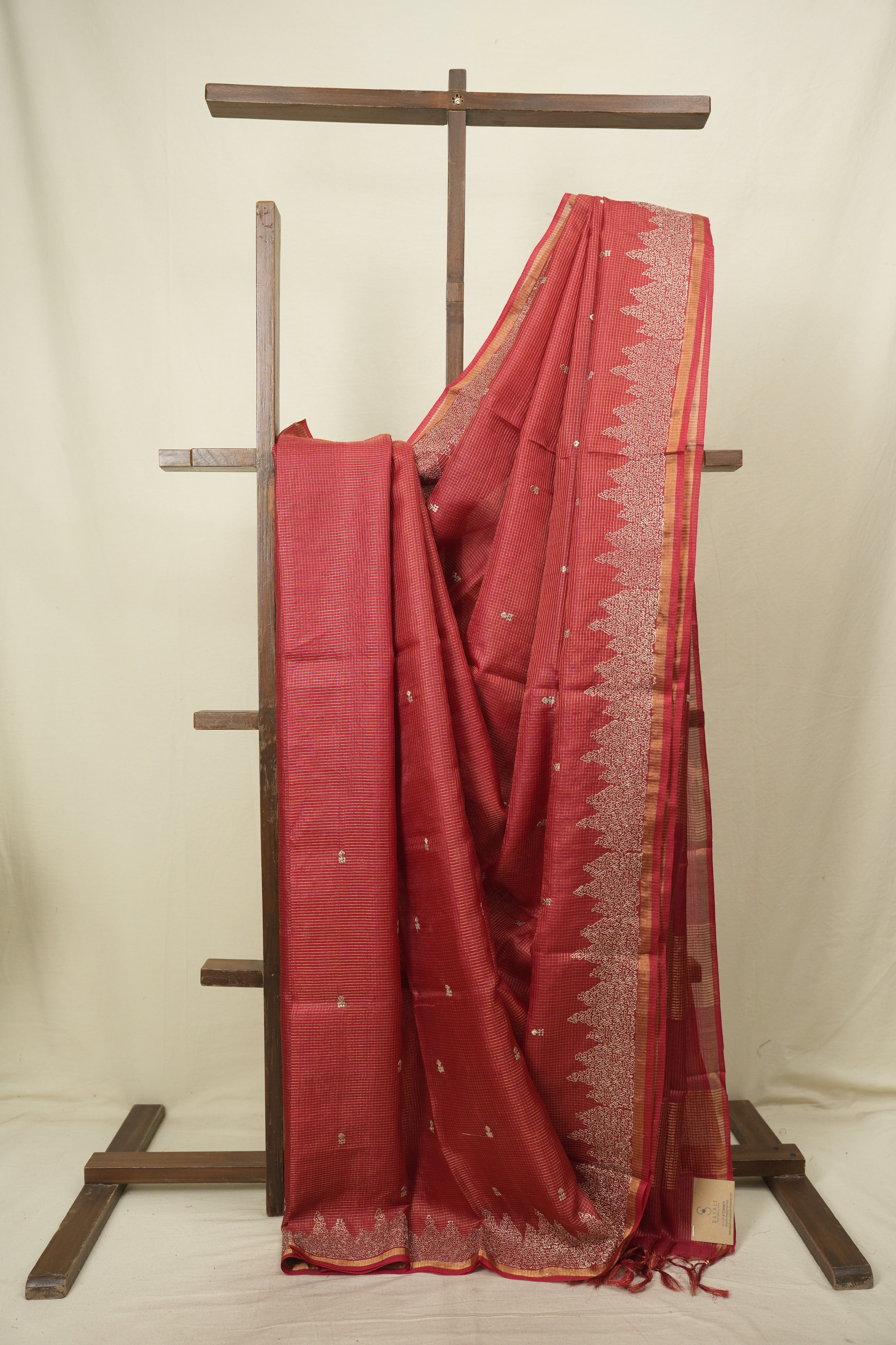 Pink Embroidered Tussar Silk Saree -SRPETSS1583