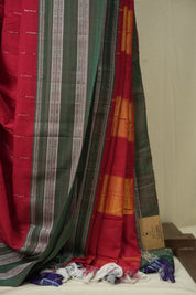 Red Cotton Ilkal Saree - SRRCIS1030