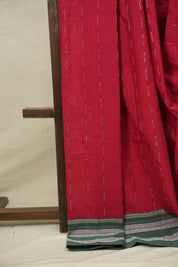 Red Cotton Ilkal Saree - SRRCIS1030