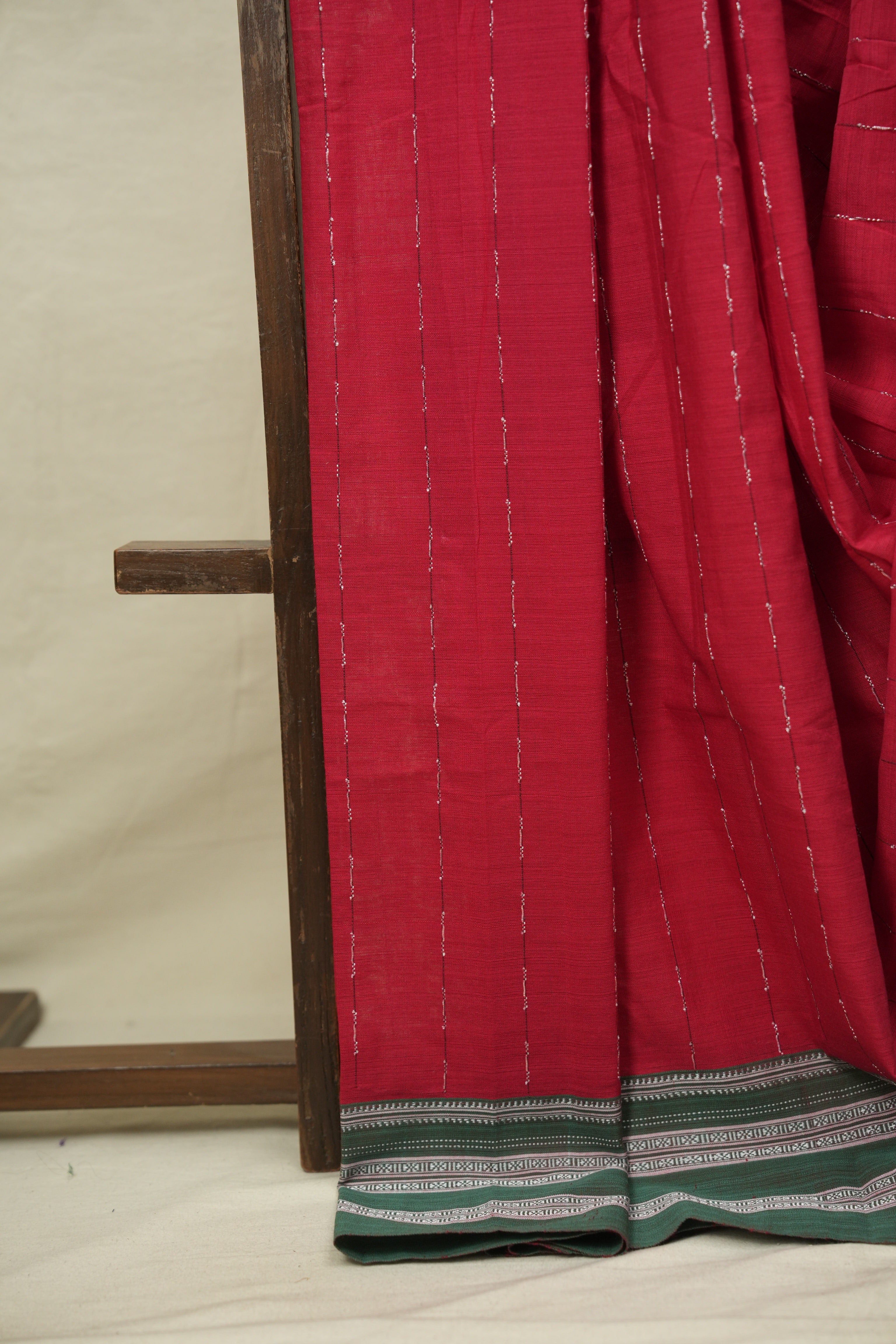 Red Cotton Ilkal Saree - SRRCIS1030