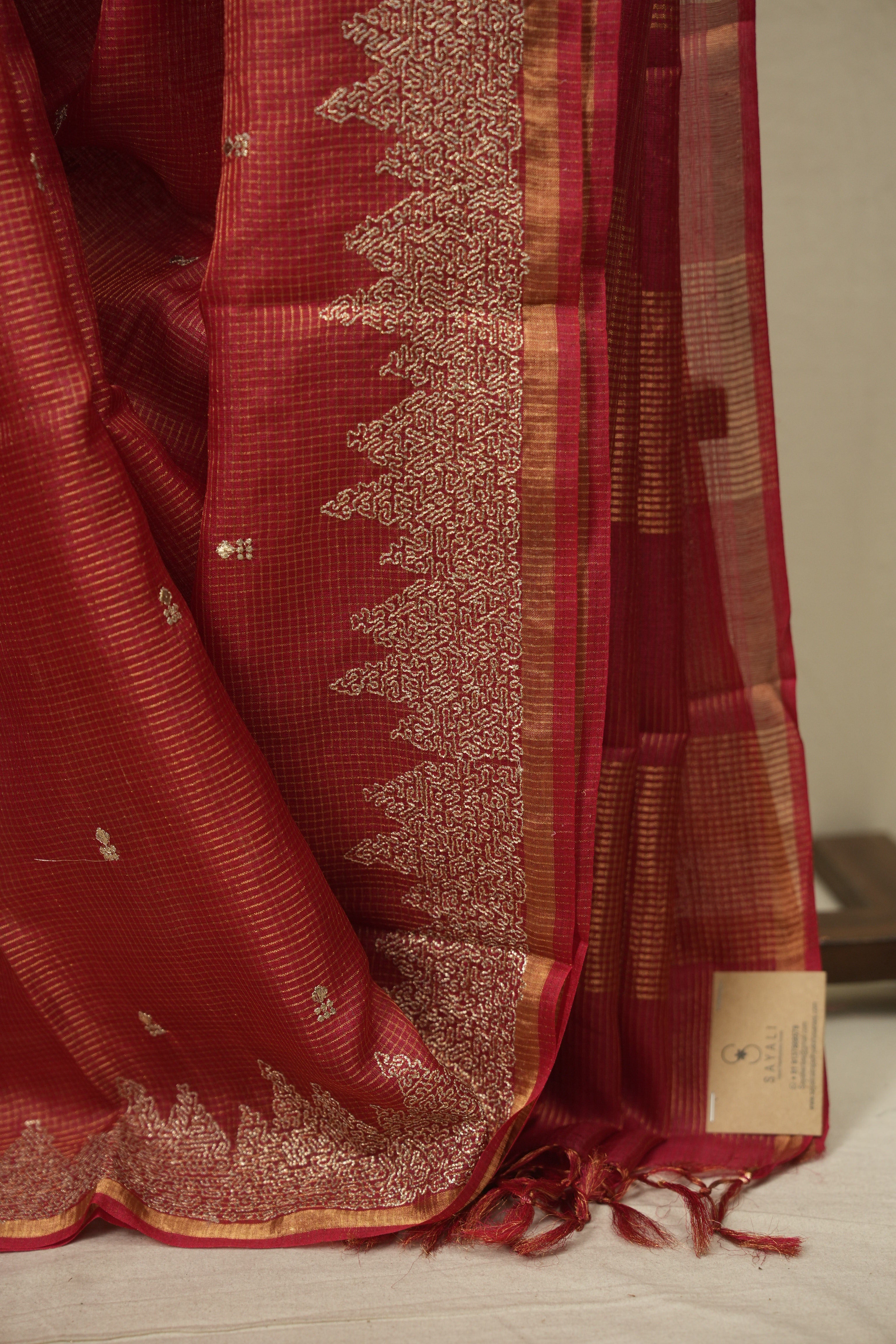 Pink Embroidered Tussar Silk Saree -SRPETSS1583