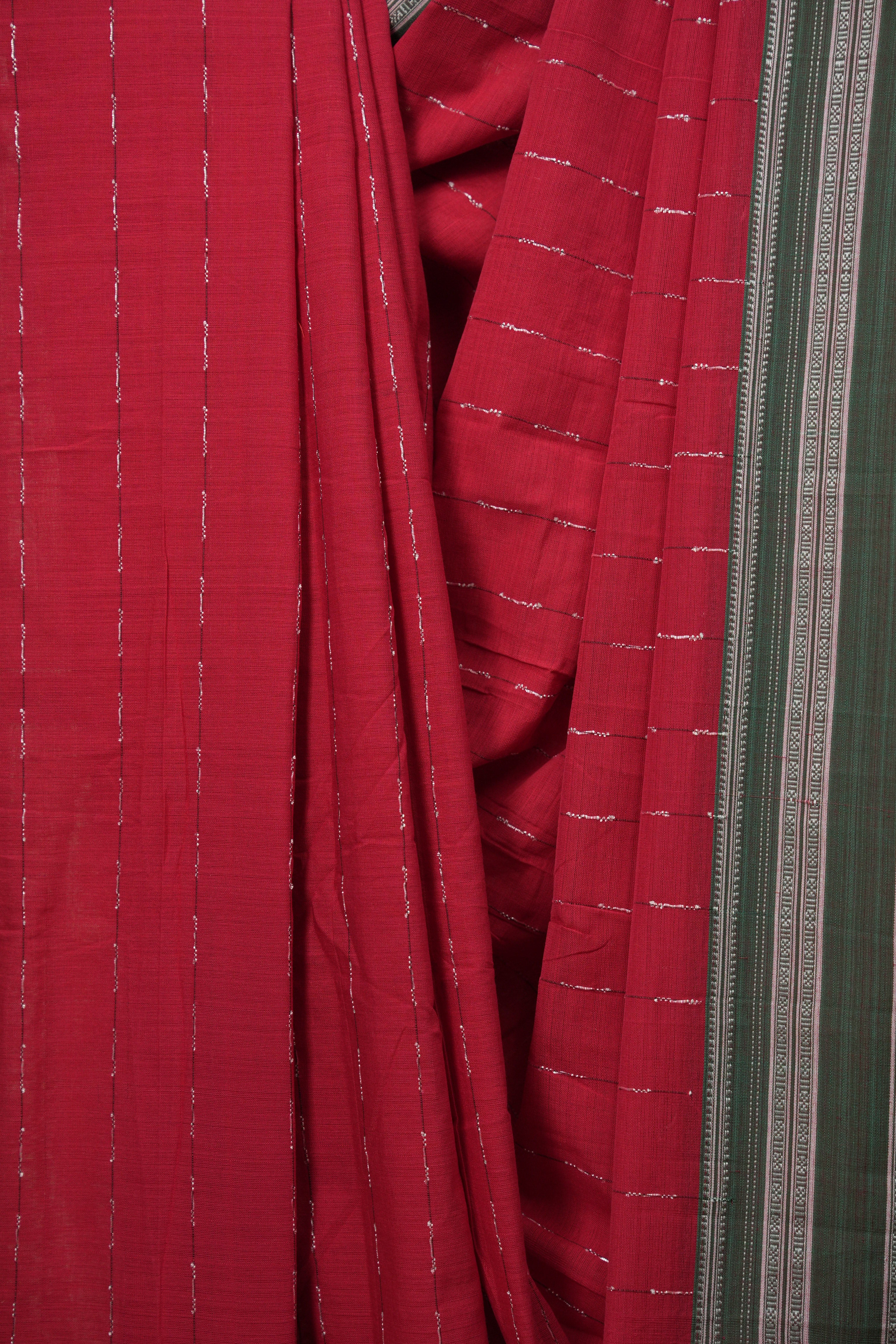Red Cotton Ilkal Saree - SRRCIS1030