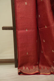 Pink Embroidered Tussar Silk Saree -SRPETSS1583