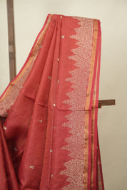 Pink Embroidered Tussar Silk Saree -SRPETSS1583