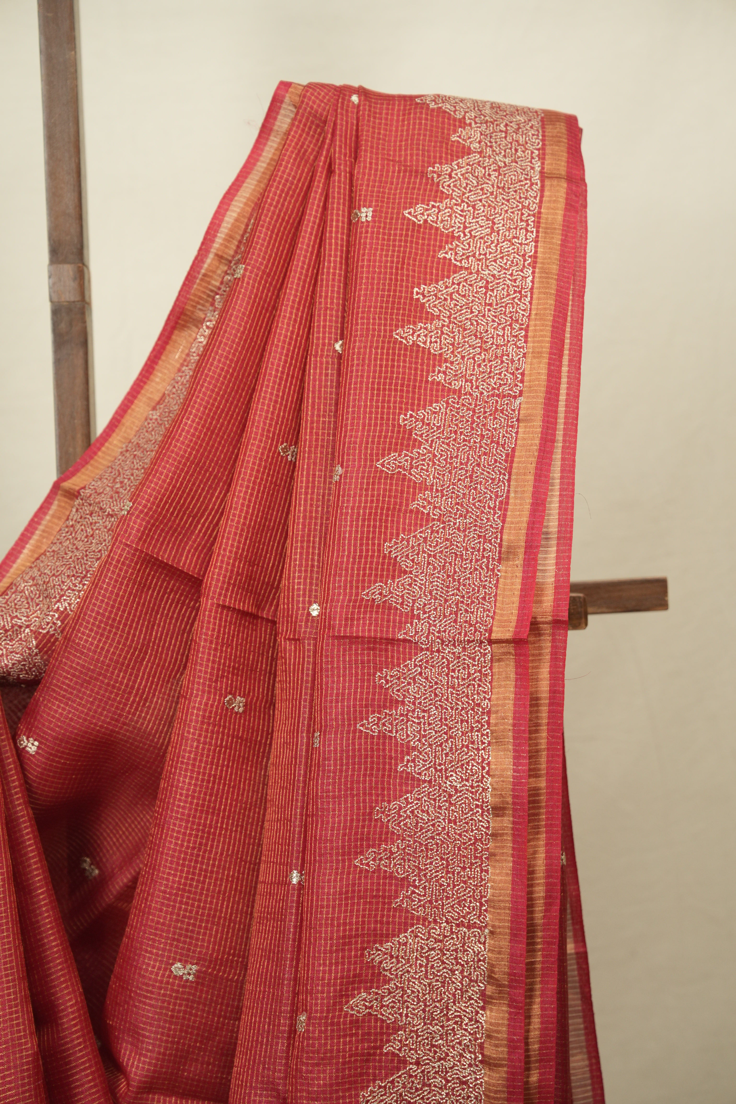 Pink Embroidered Tussar Silk Saree -SRPETSS1583